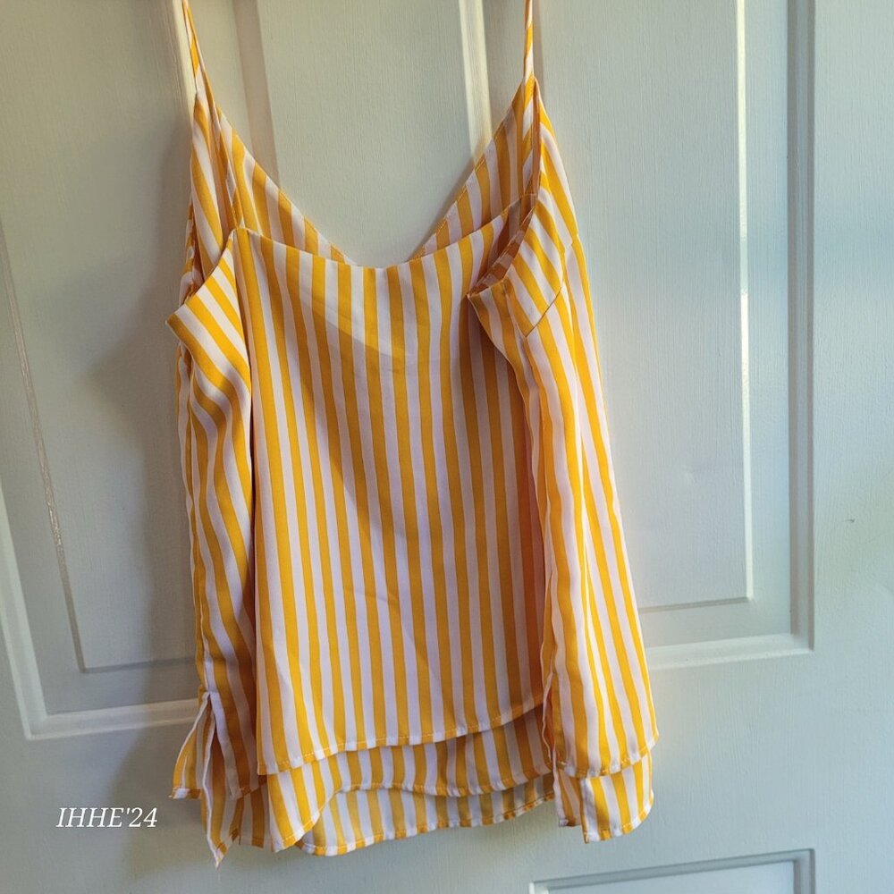 Forever 21 Yellow & White Striped Sleeveless Top - Medium - Picture 2 of 8